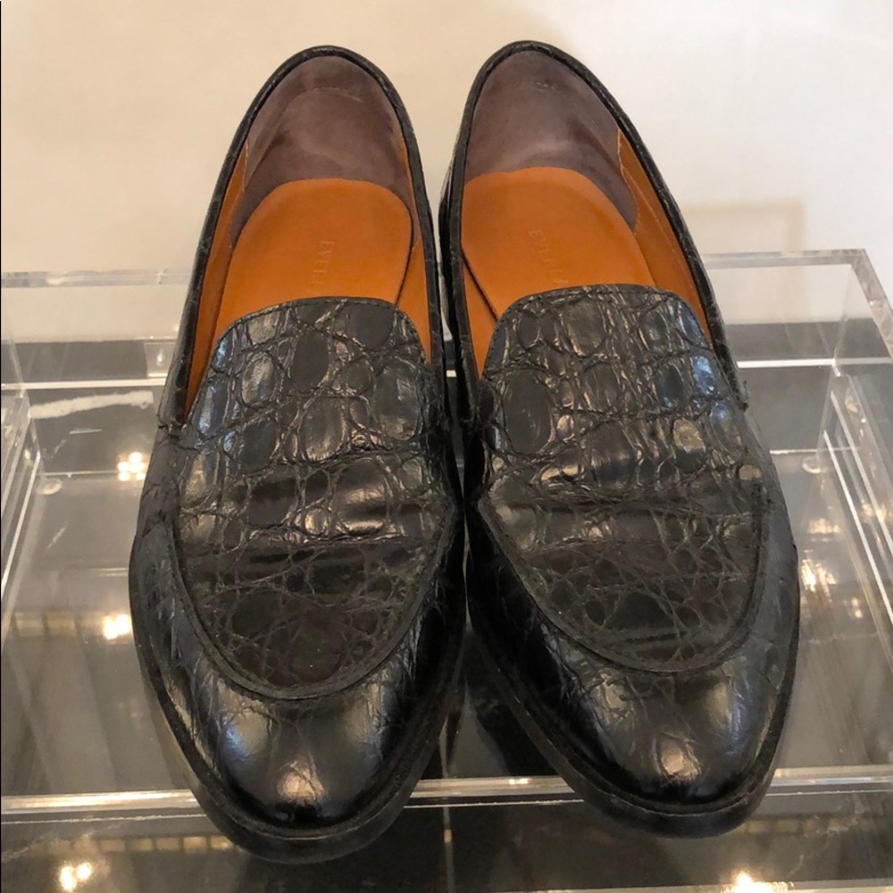 Everlane Crocodile Embossed Leather Flats Size 8.5